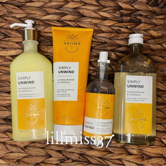 Bath & Body Works Aromatherapy Body Care Set SIMPLY UNWIND Sandalwood & Vanilla